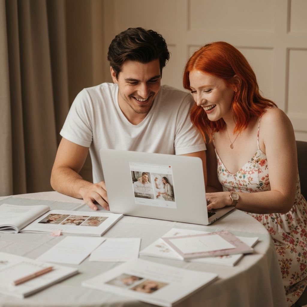 Casal planejando casamento